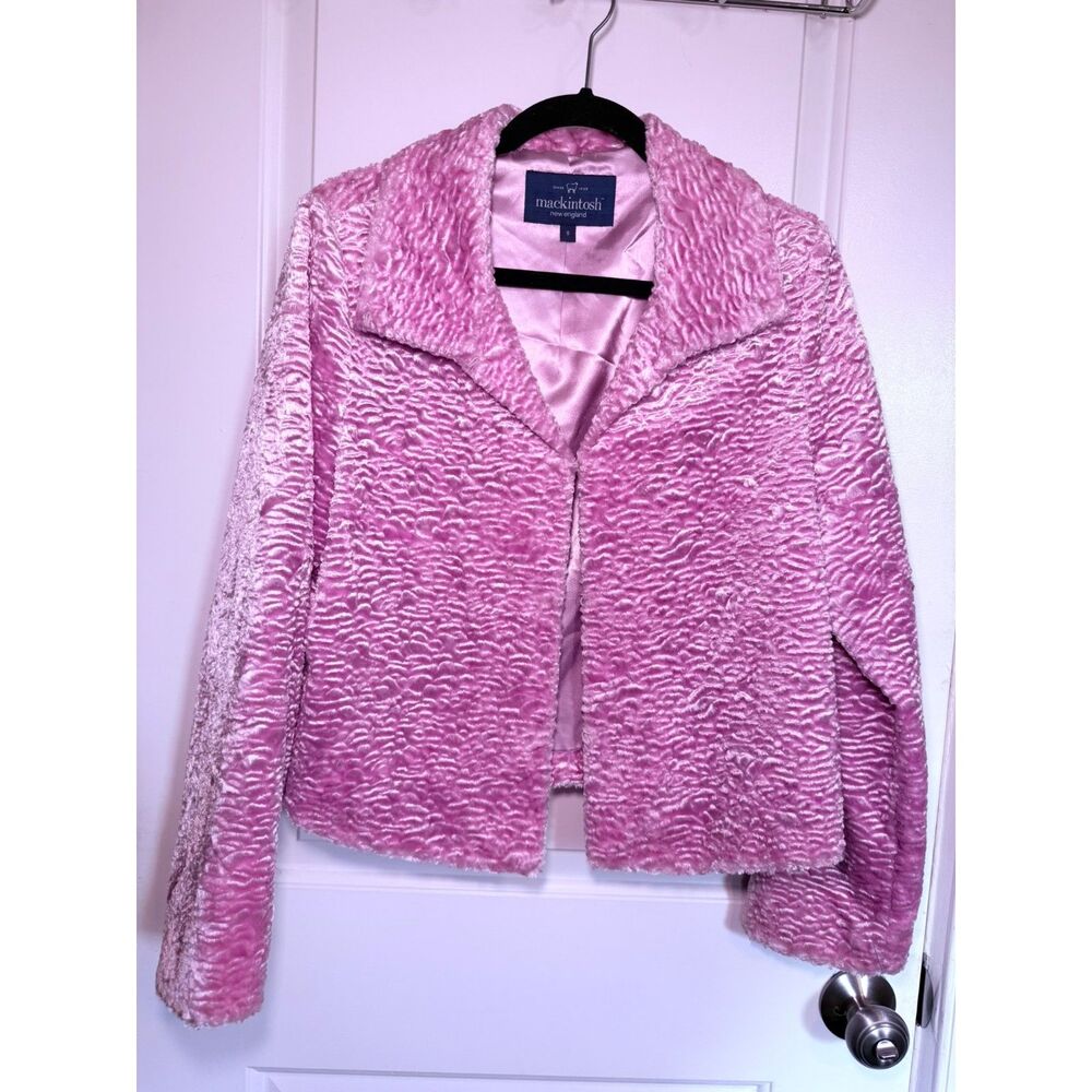 Mackintosh New England Pink Faux Shearling Statement Coat Barbiecore Glam